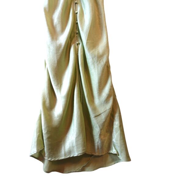 Y2K Dress Small Green Embroidered Satin Slip Lace Indie Fairy Grunge Romantic UO - Picture 6 of 9